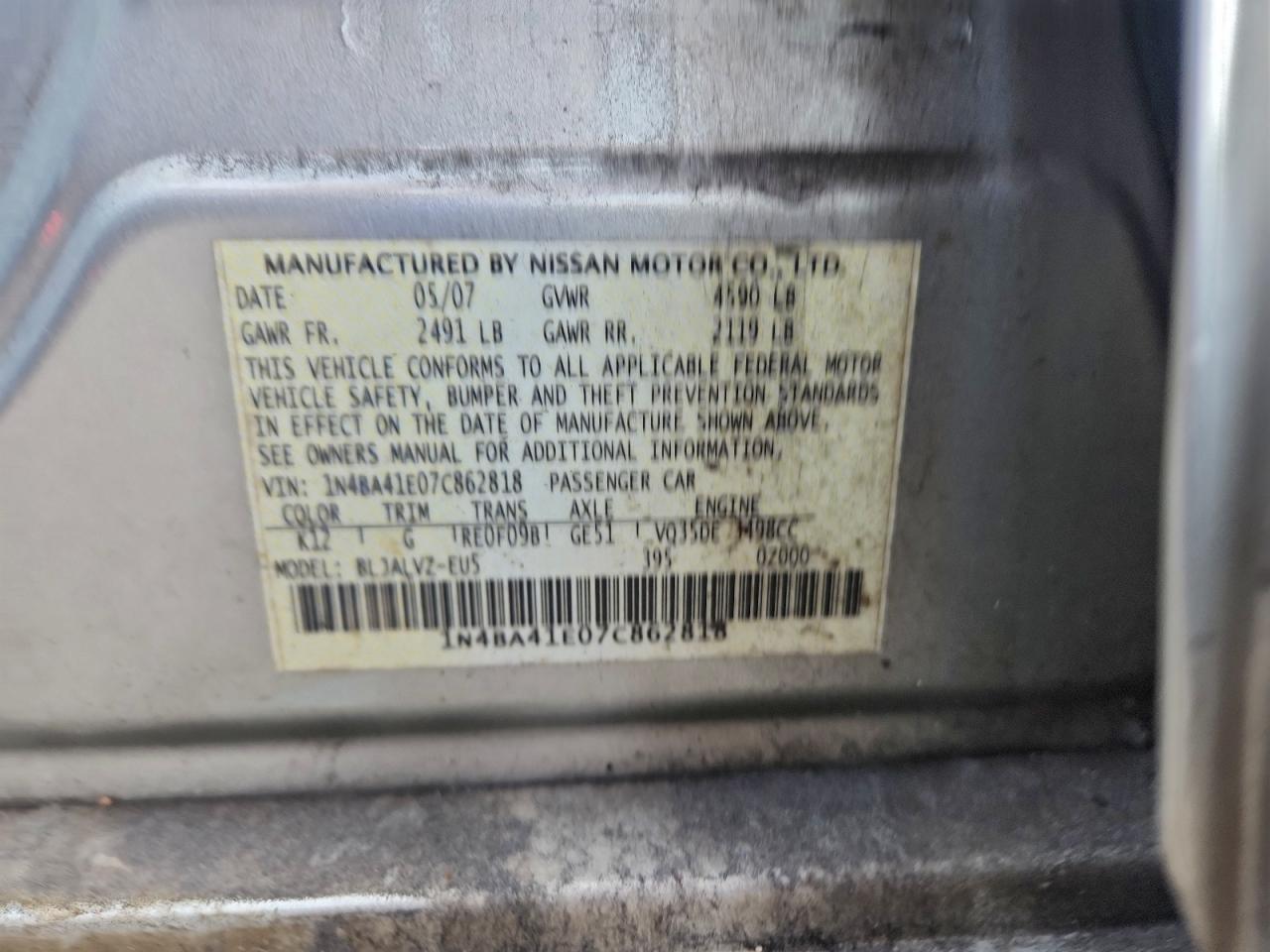 2007 NISSAN MAXIMA 3.5 SE photo 13