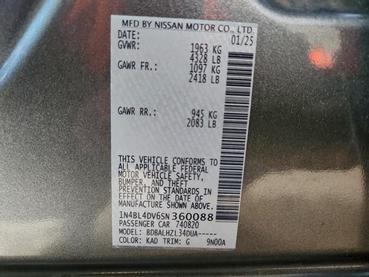 2025 NISSAN ALTIMA SV photo 13