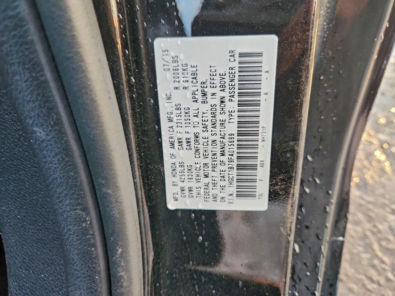 2015 HONDA ACCORD EX photo 12