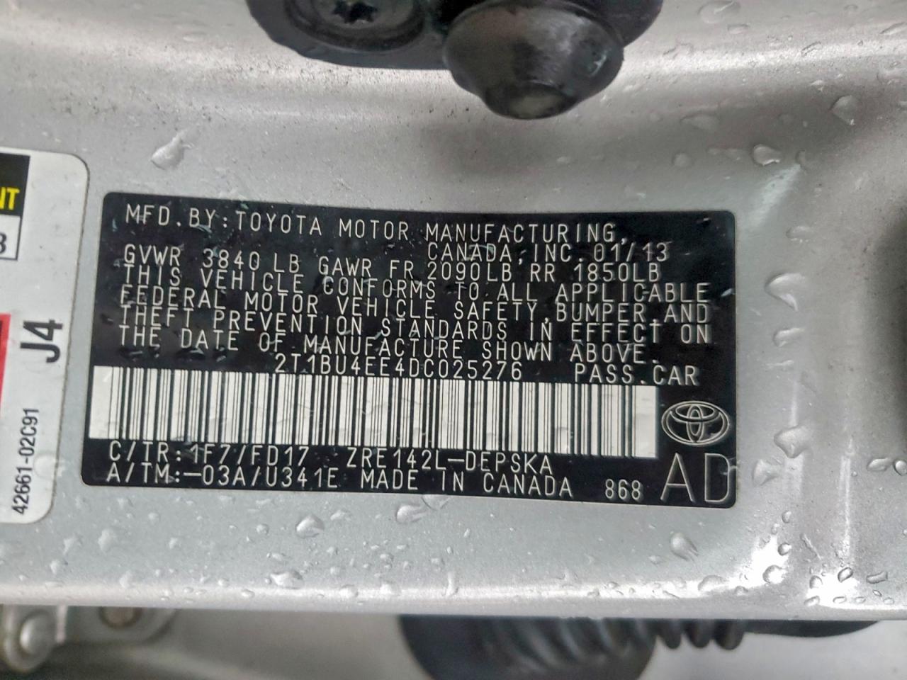 2013 TOYOTA COROLLA BASE photo 13
