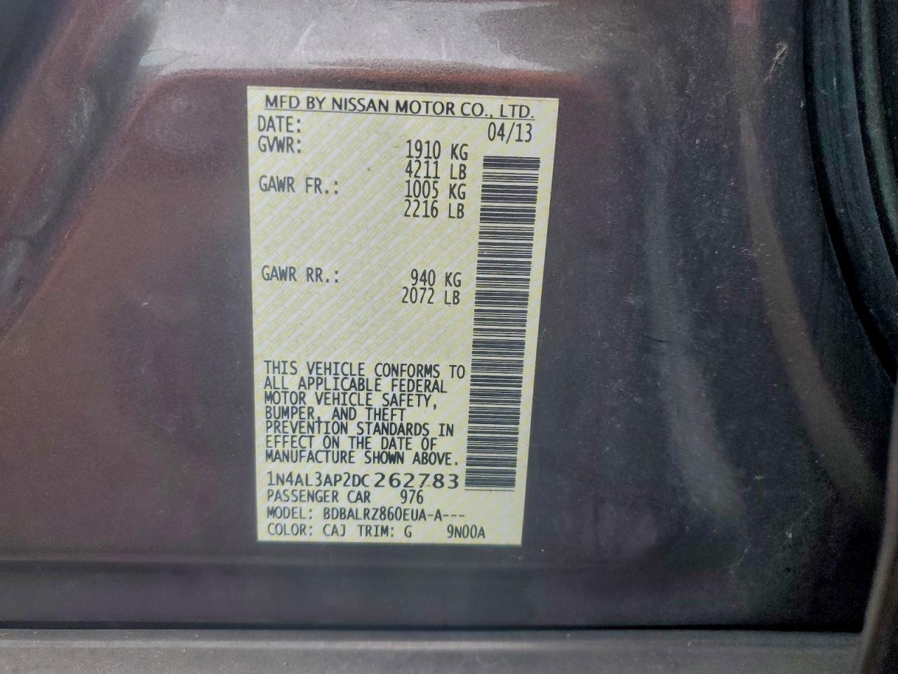 2013 NISSAN ALTIMA 2.5 photo 12