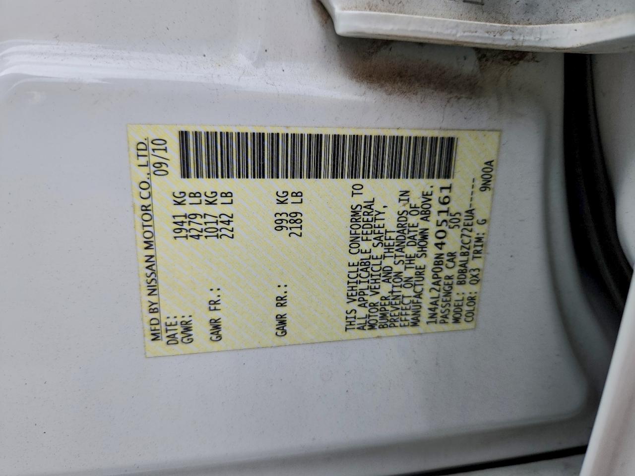 2011 NISSAN ALTIMA BASE photo 13