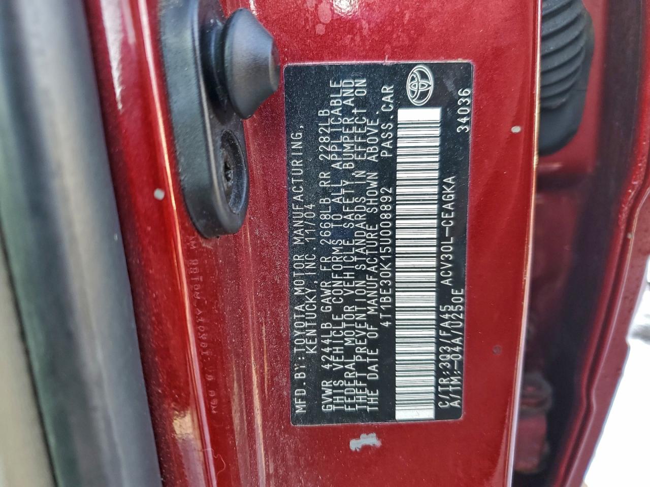 2005 TOYOTA CAMRY LE photo 12