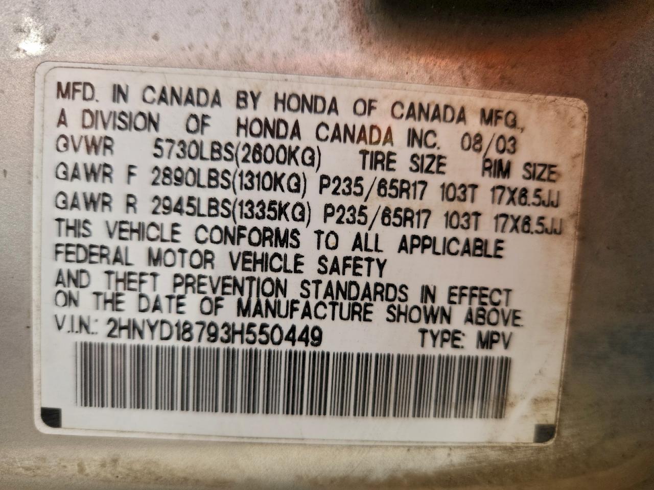 2003 ACURA MDX TOURING photo 37
