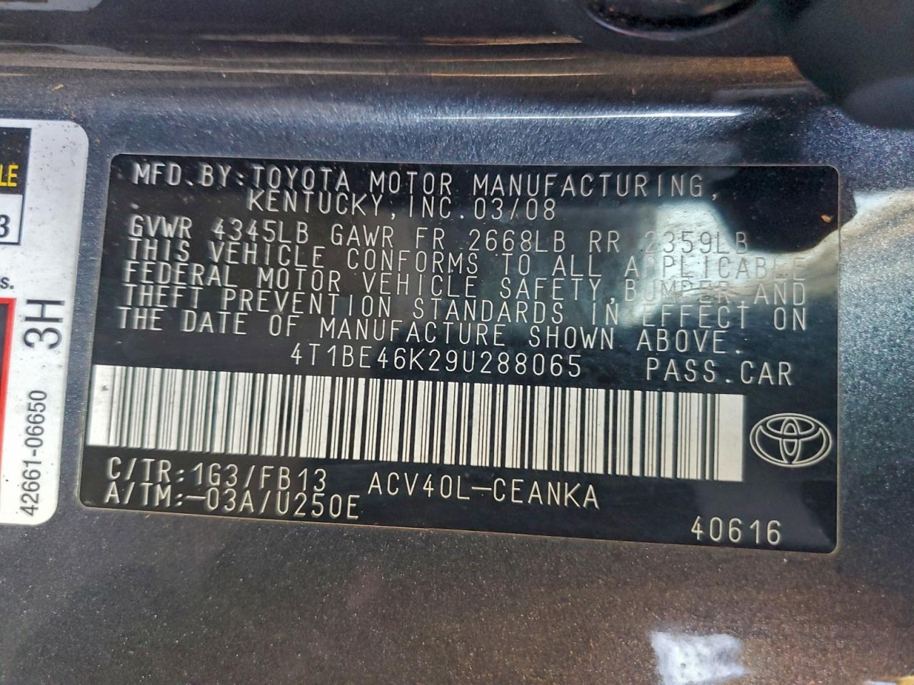 2009 TOYOTA CAMRY BASE photo 13