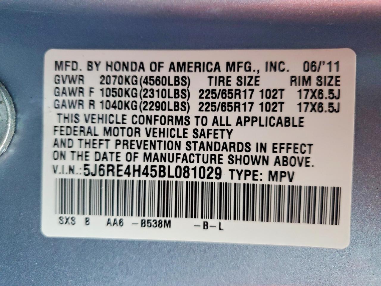 2011 HONDA CR-V SE photo 13