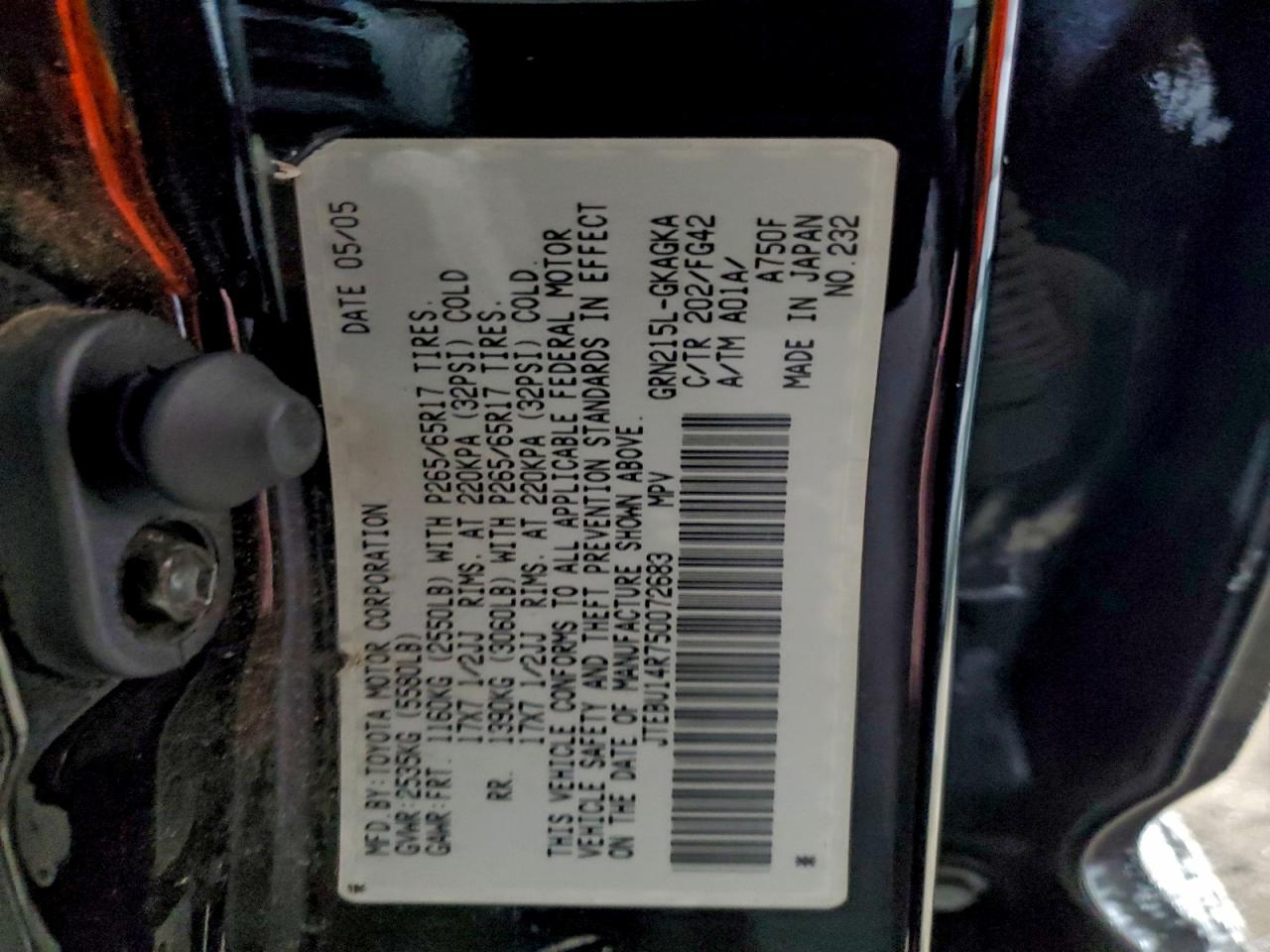 2005 TOYOTA 4RUNNER SR5 photo 13