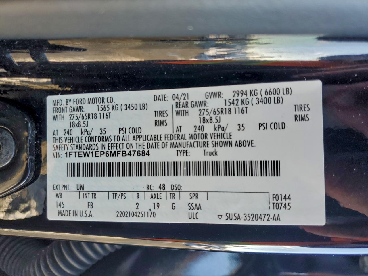 2021 FORD F150 SUPERCREW photo 12