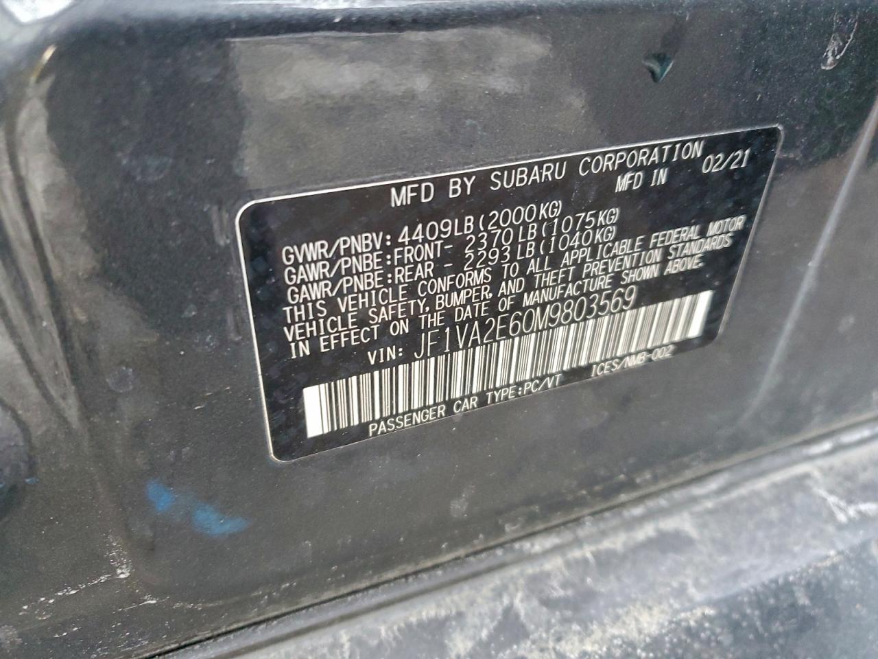 2021 SUBARU WRX STI photo 13