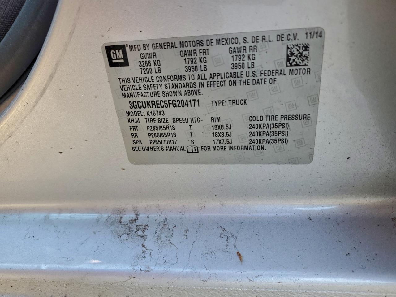 2015 CHEVROLET SILVERADO K1500 LT photo 12