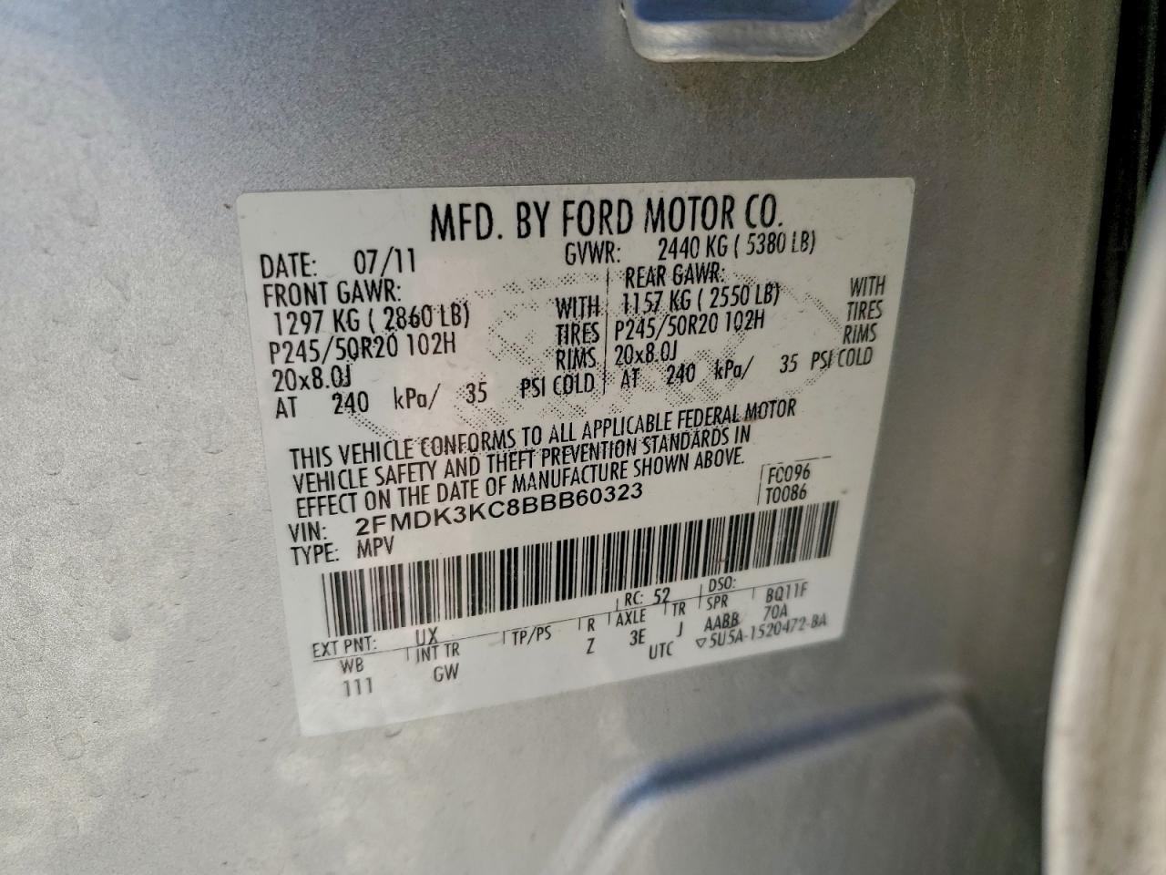 2011 FORD EDGE LIMITED photo 13
