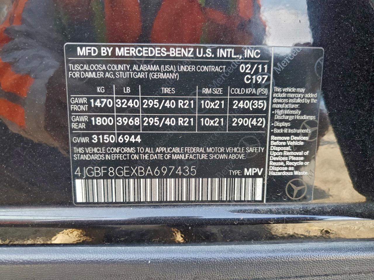 2011 MERCEDES-BENZ GL 550 4MATIC photo 13