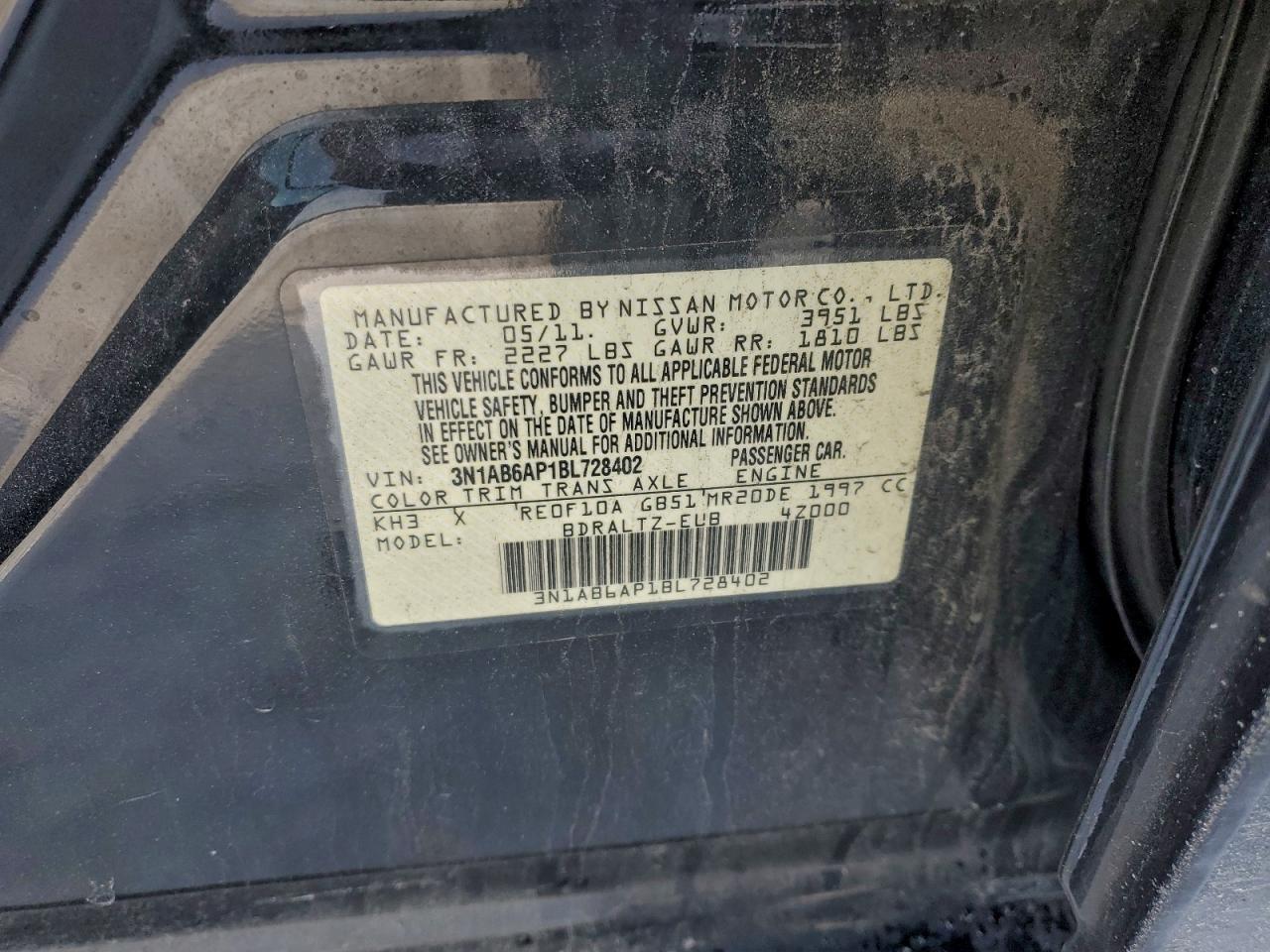 2011 NISSAN SENTRA 2.0 photo 12
