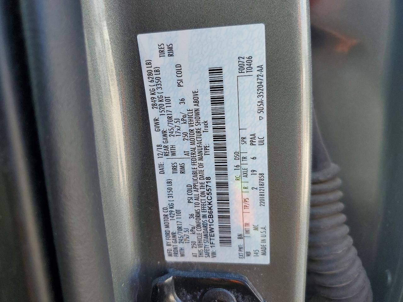 2019 FORD F150 SUPERCREW photo 12