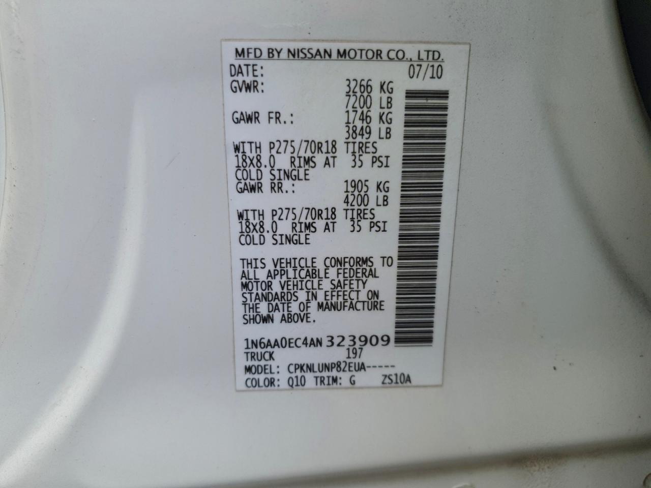 2010 NISSAN TITAN SE photo 12
