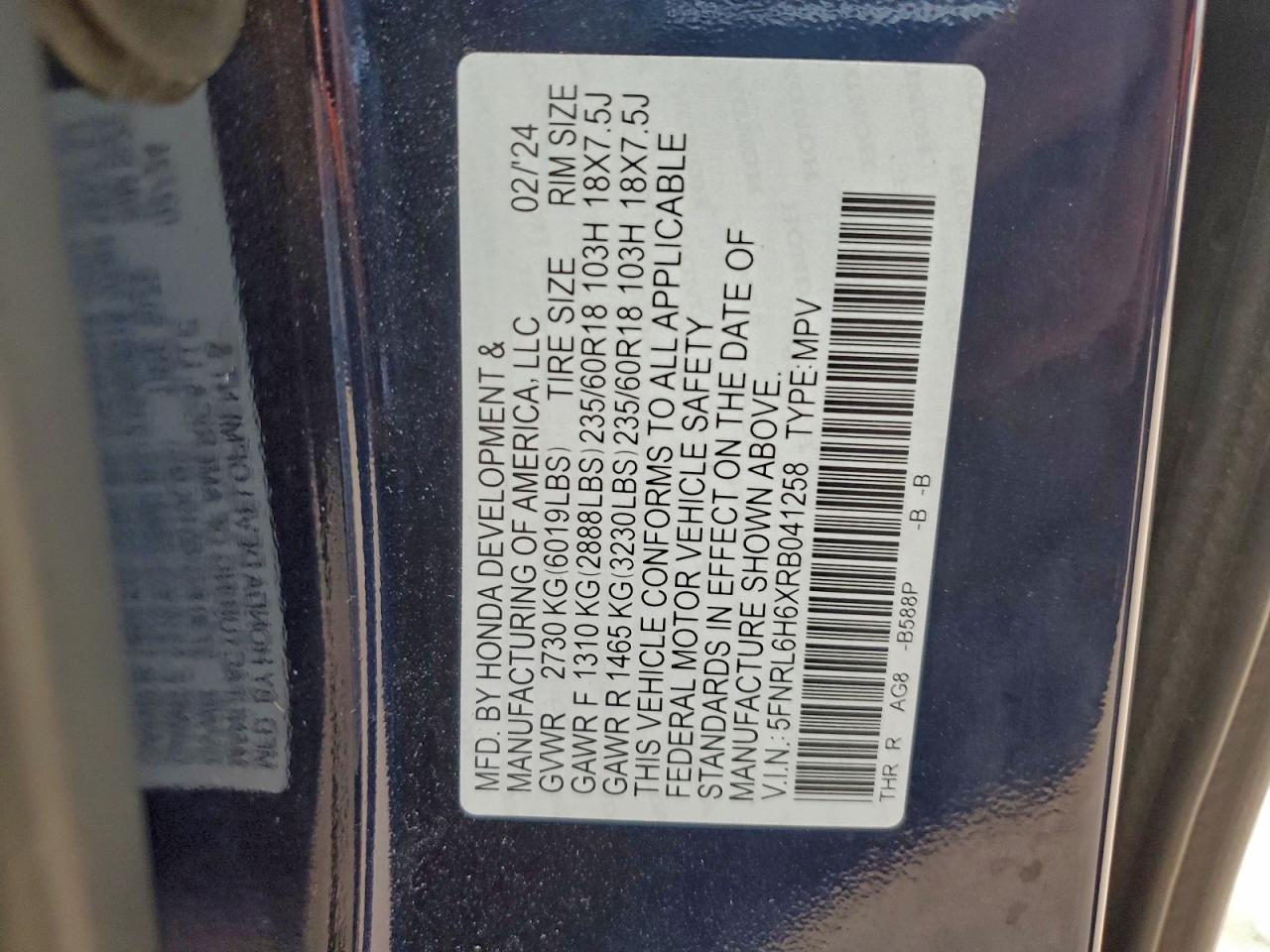 2024 HONDA ODYSSEY EXL photo 13