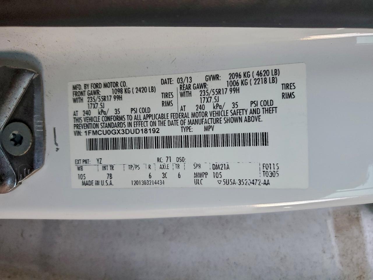 2013 FORD ESCAPE SE photo 13