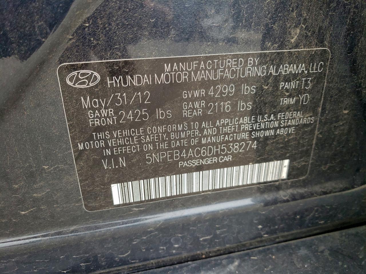 2013 HYUNDAI SONATA GLS photo 12