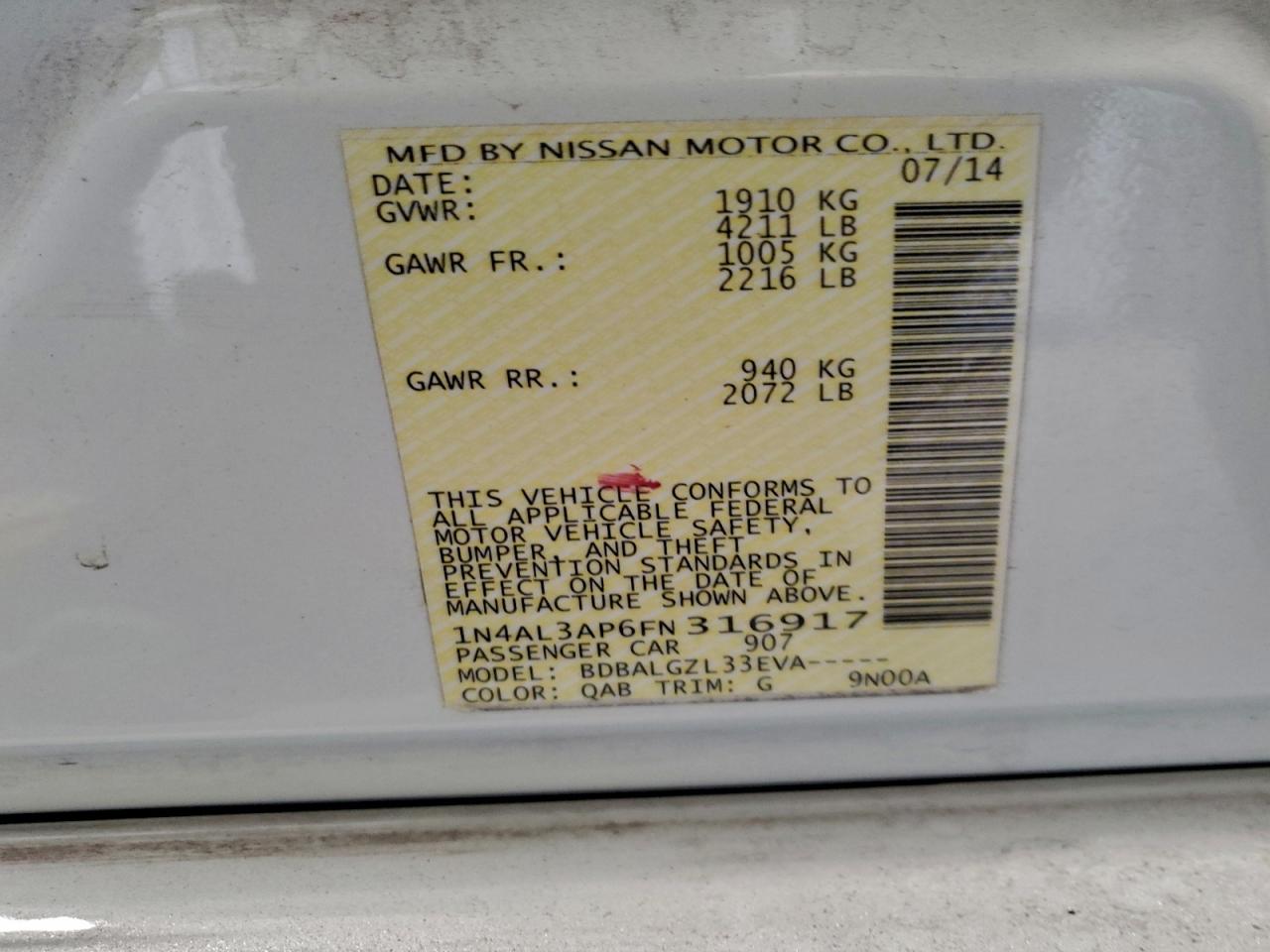 2015 NISSAN ALTIMA 2.5 photo 12