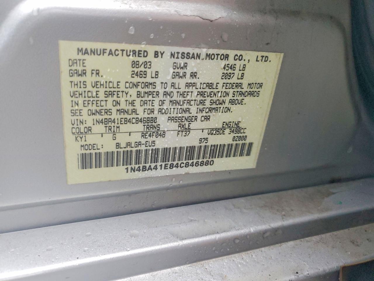 2004 NISSAN MAXIMA SE photo 12