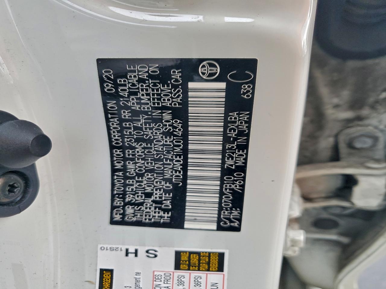 2021 TOYOTA COROLLA LE photo 12