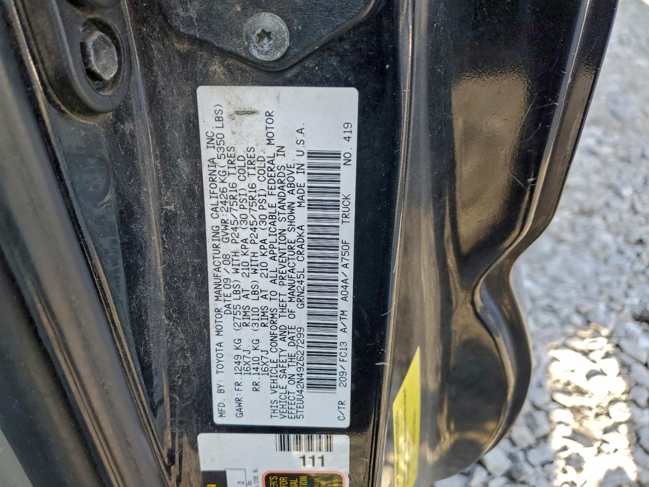 2009 TOYOTA TACOMA ACCESS CAB photo 12