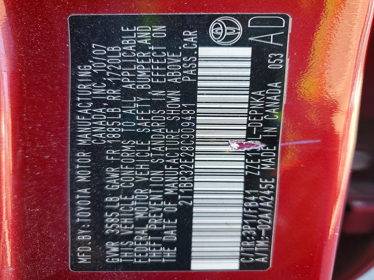 2008 TOYOTA COROLLA CE photo 12