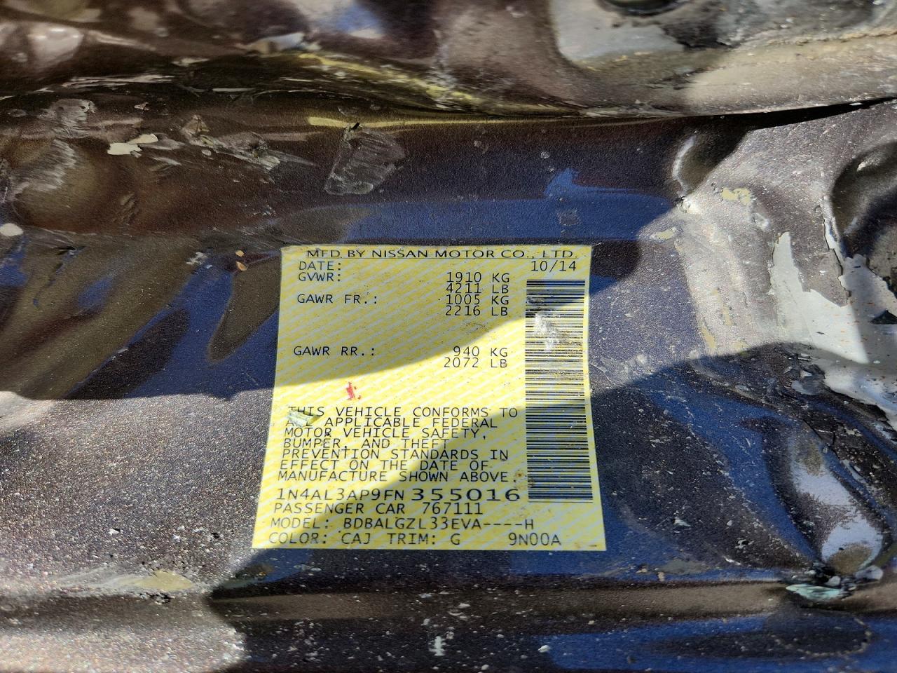 2015 NISSAN ALTIMA 2.5 photo 12