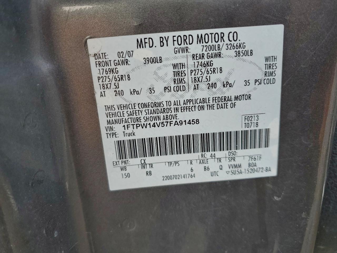 2007 FORD F150 SUPERCREW photo 13
