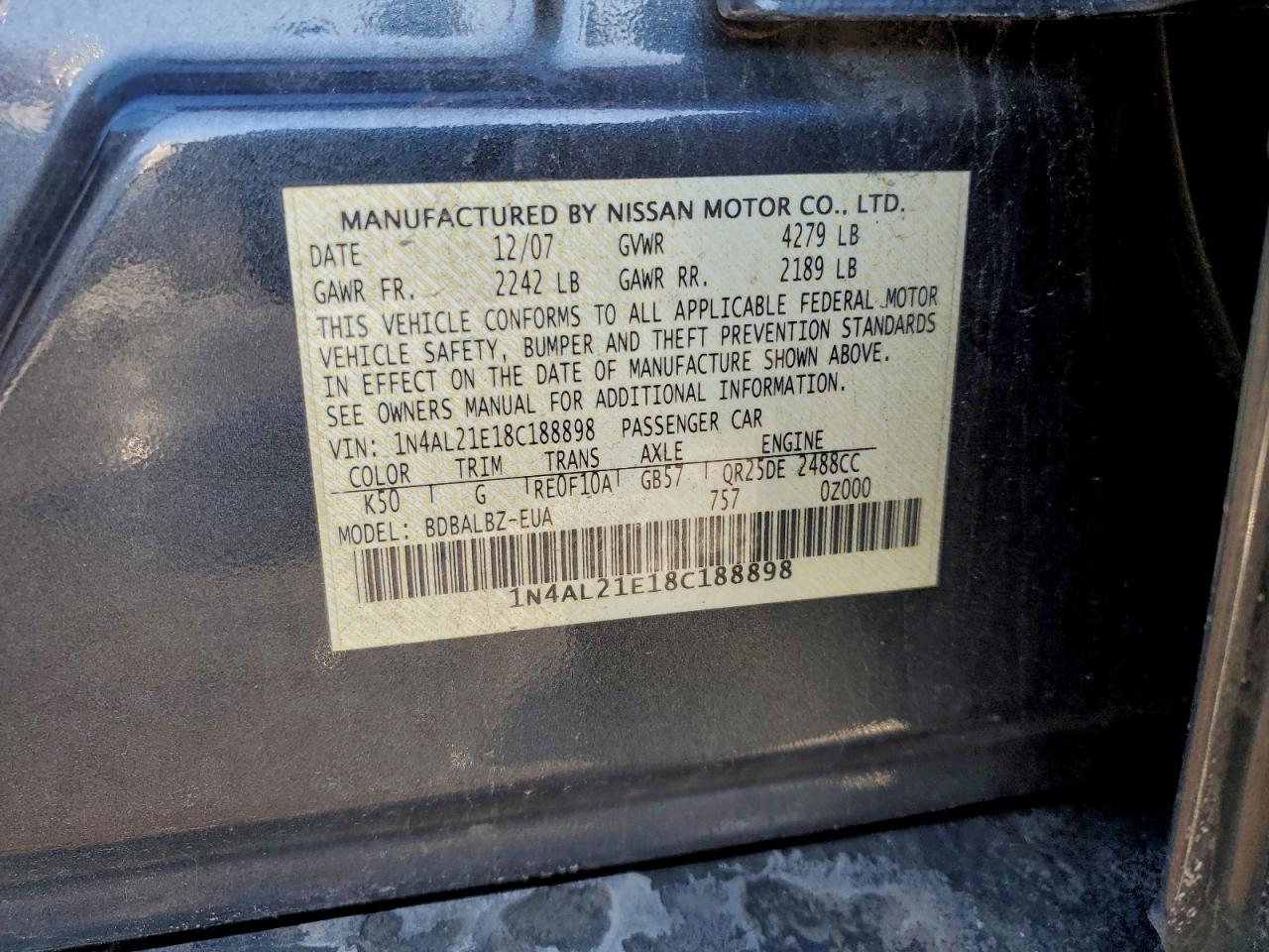 2008 NISSAN ALTIMA 2.5 photo 12