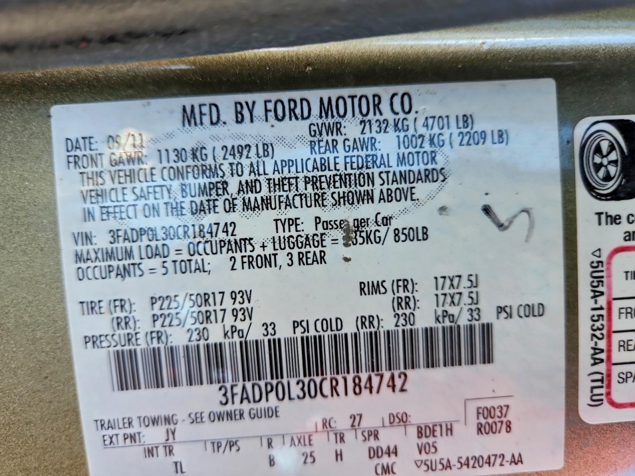 2012 FORD FUSION HYBRID photo 13