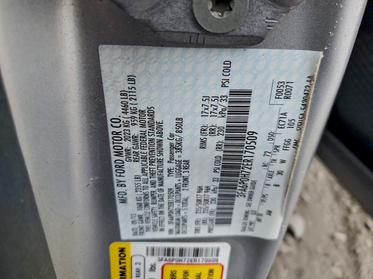 2014 FORD FUSION SE photo 12