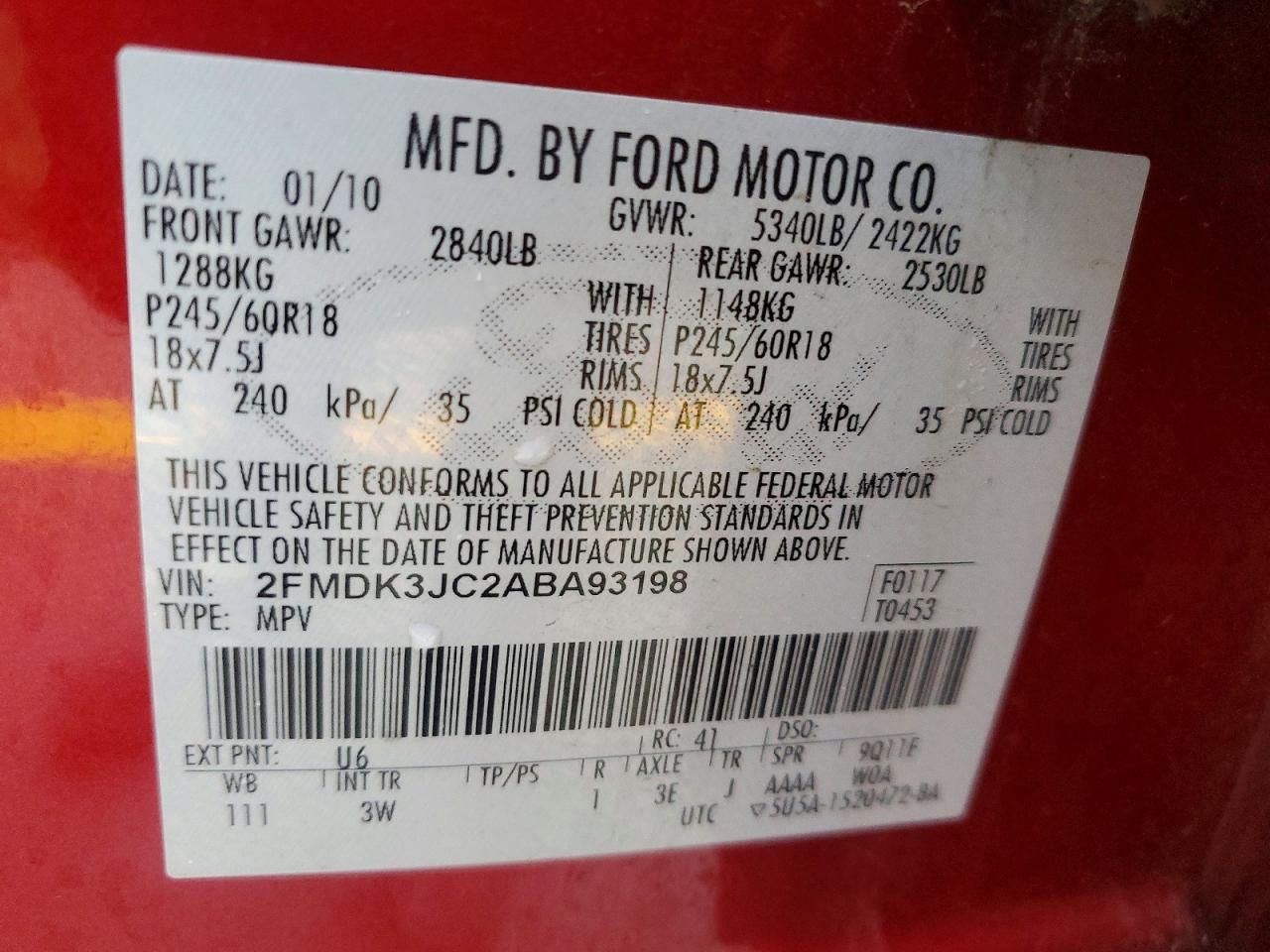 2010 FORD EDGE SEL photo 27