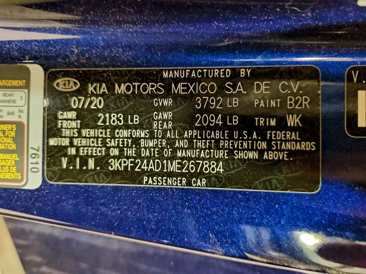 2021 KIA FORTE FE photo 12