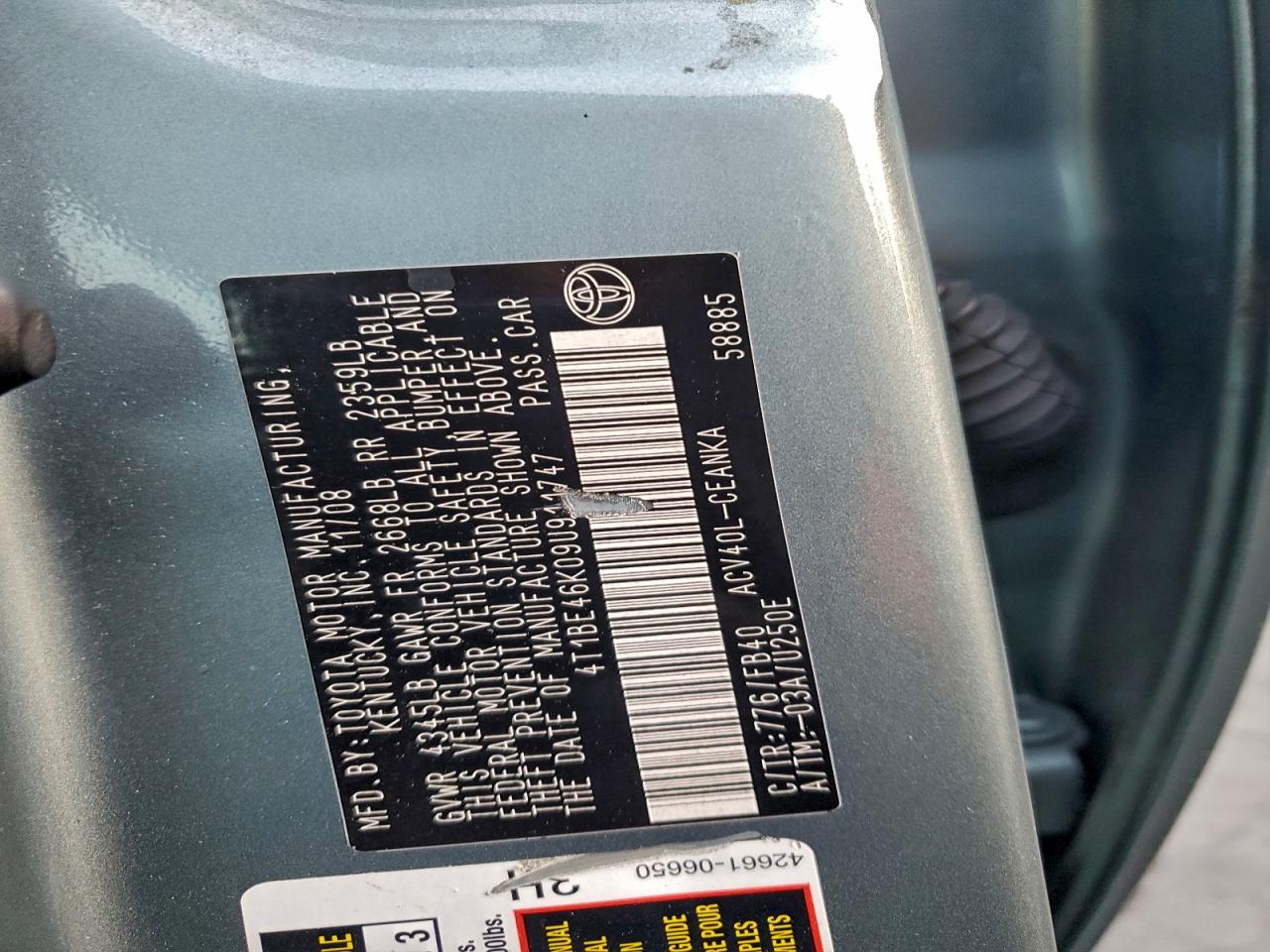 2009 TOYOTA CAMRY BASE photo 12