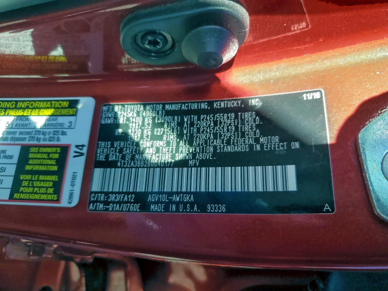 2011 TOYOTA VENZA photo 12