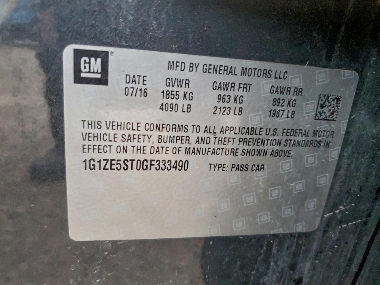 2016 CHEVROLET MALIBU LT photo 12