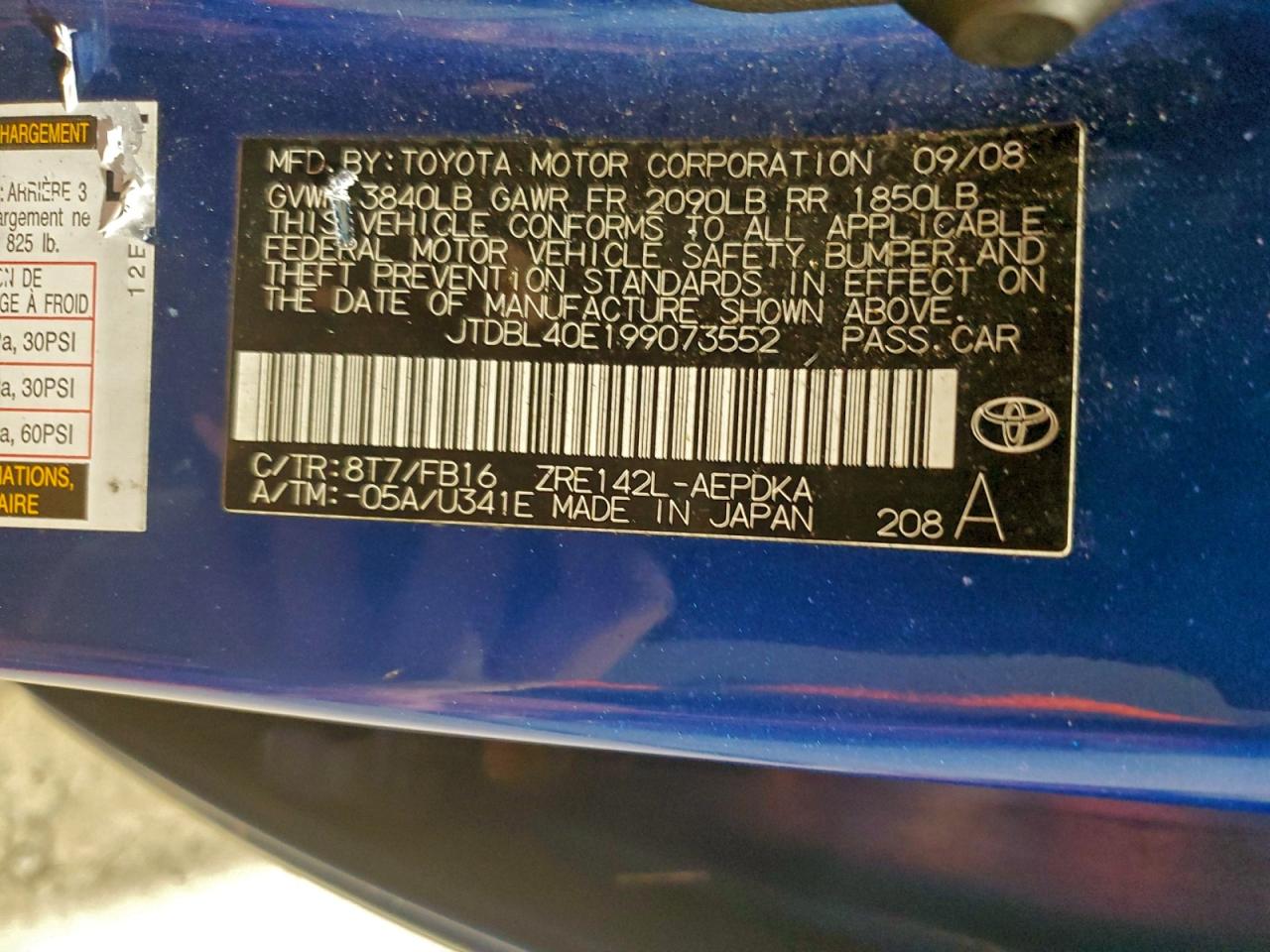 2009 TOYOTA COROLLA BASE photo 13