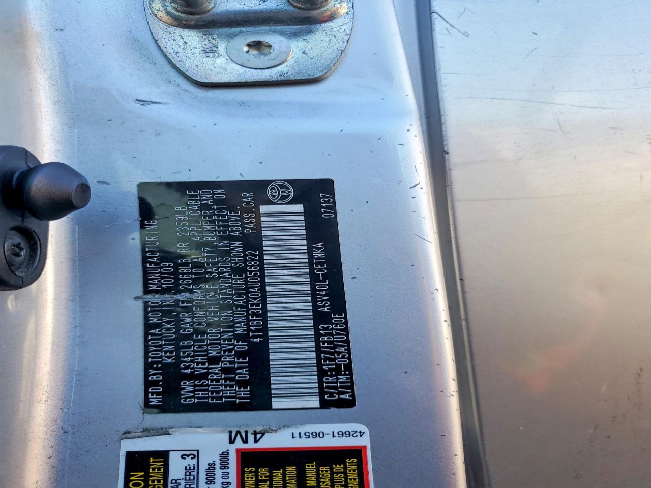 2010 TOYOTA CAMRY BASE photo 12