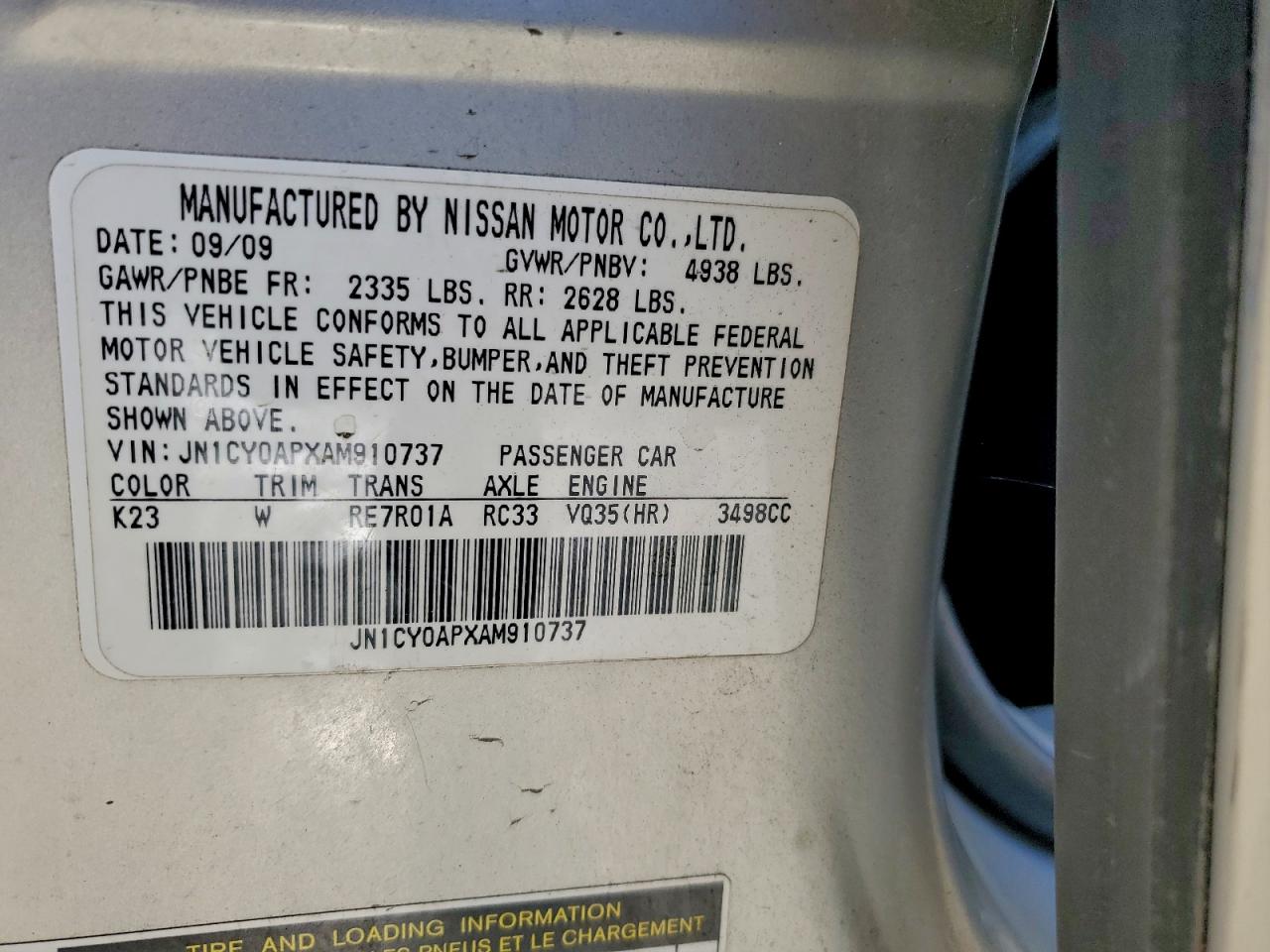 2010 INFINITI M35 BASE photo 34