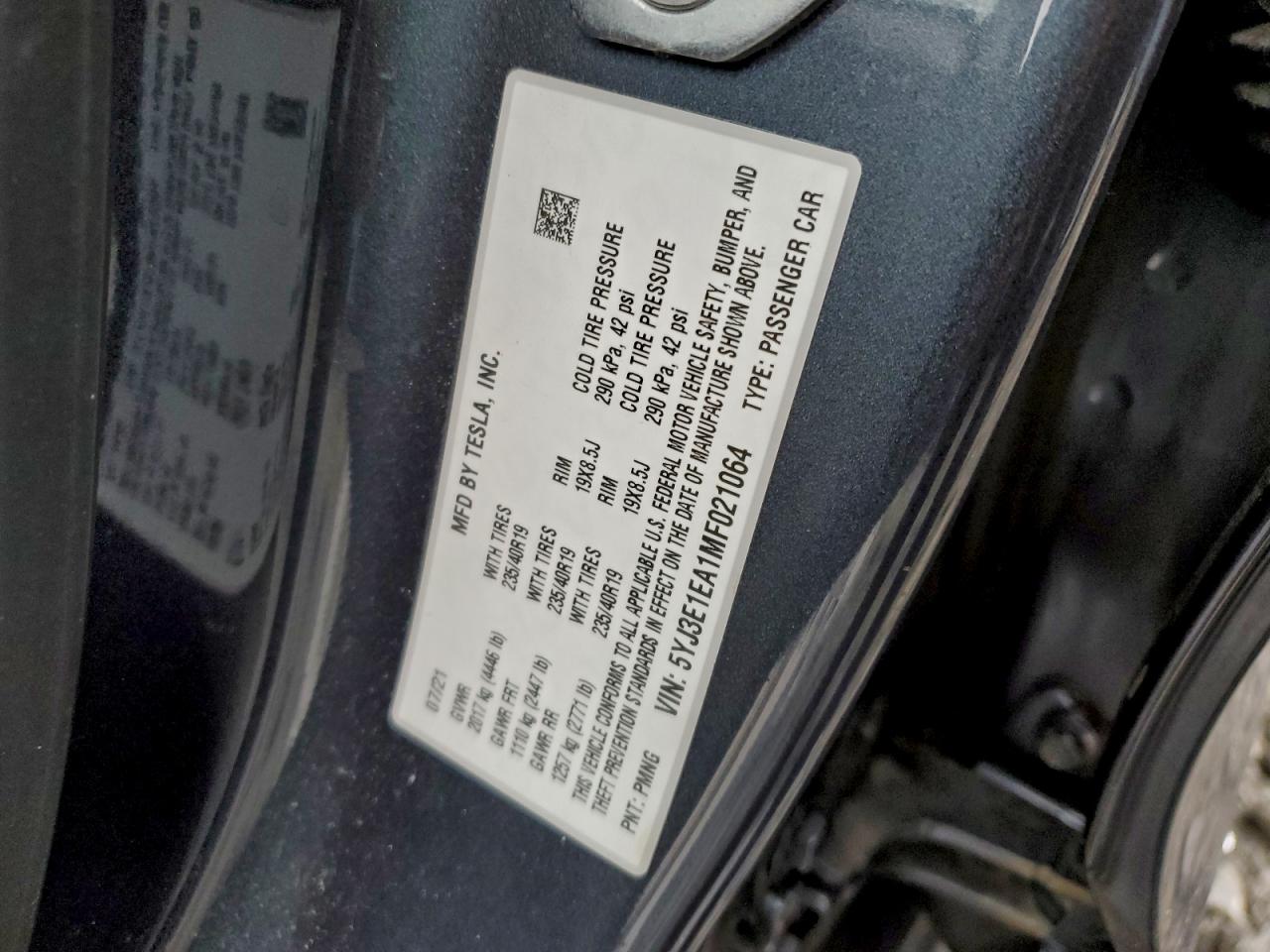 2021 TESLA MODEL 3 photo 12