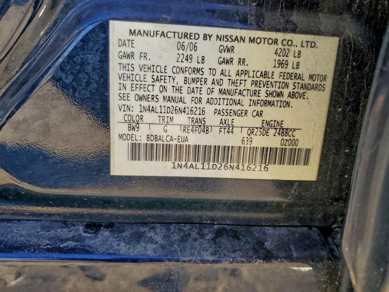 2006 NISSAN ALTIMA S photo 12