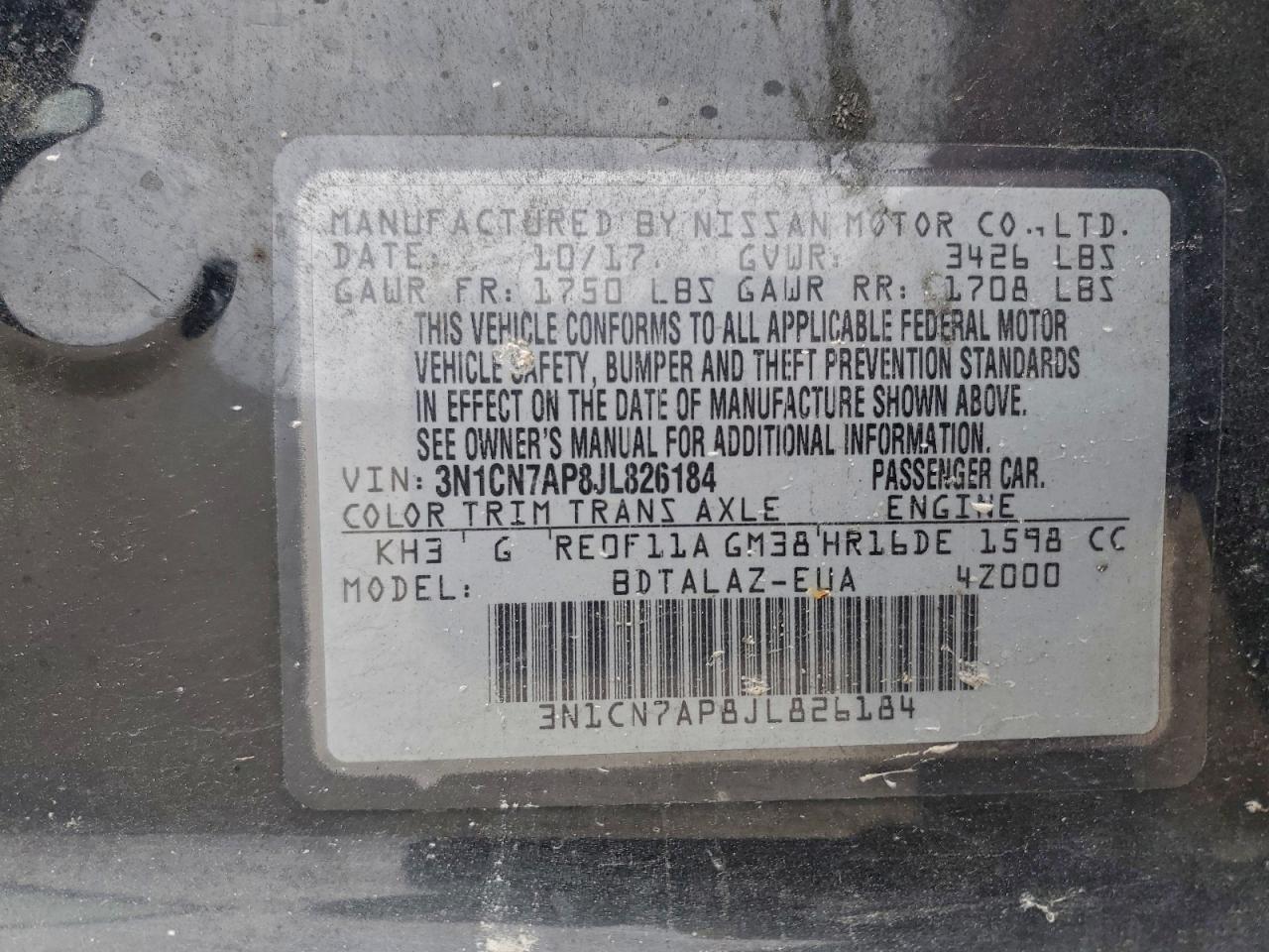 2018 NISSAN VERSA S photo 13