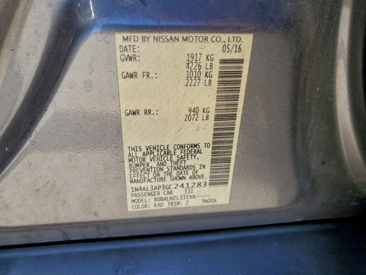 2016 NISSAN ALTIMA 2.5 photo 25