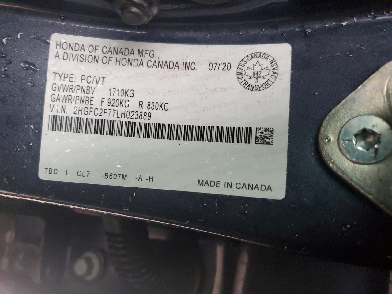 2020 HONDA CIVIC EX photo 12