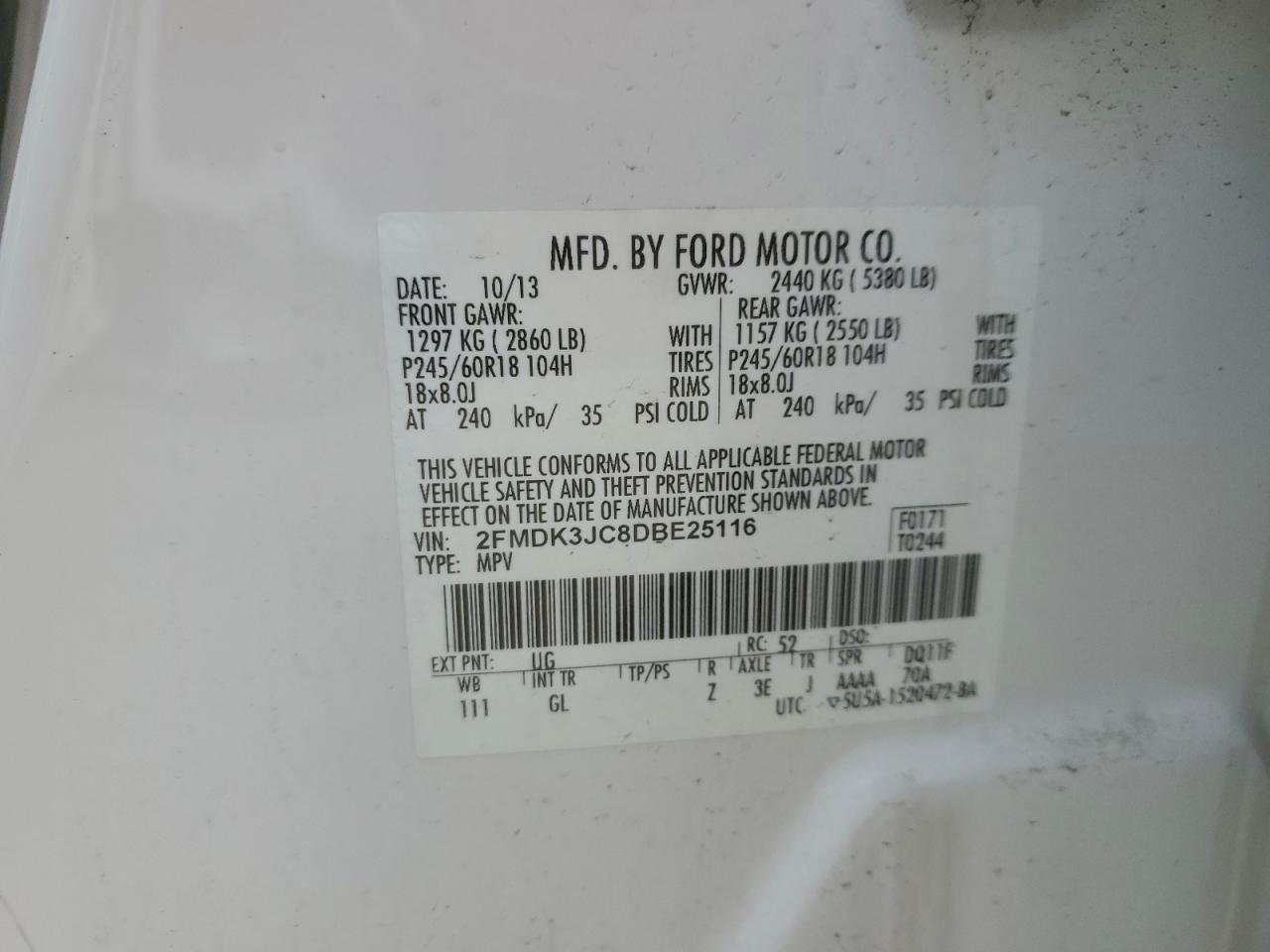 2013 FORD EDGE SEL photo 13