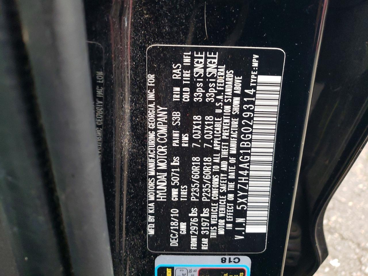2011 HYUNDAI SANTA FE SE photo 23