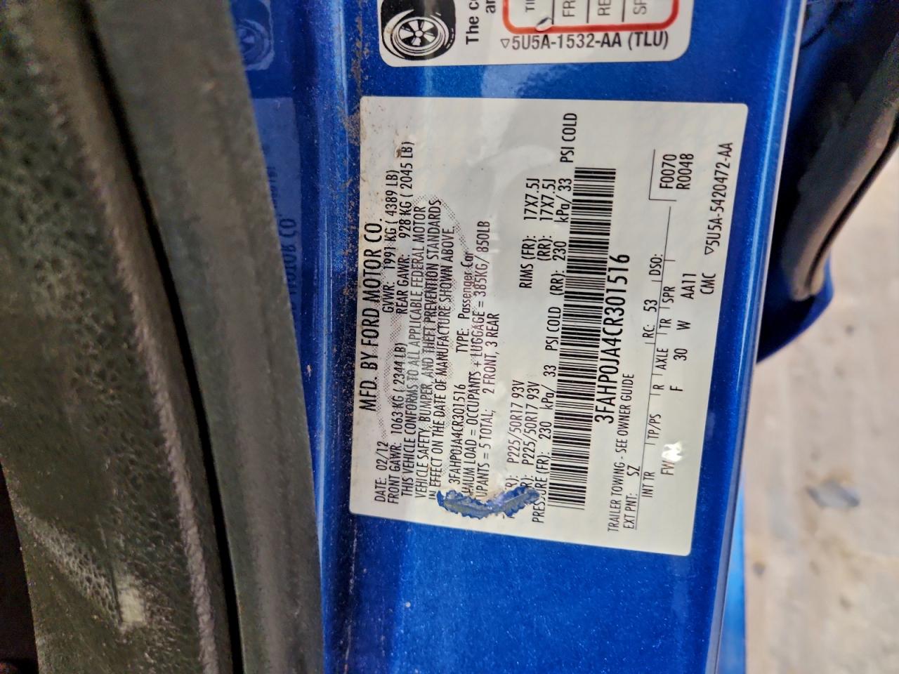 2012 FORD FUSION SEL photo 12
