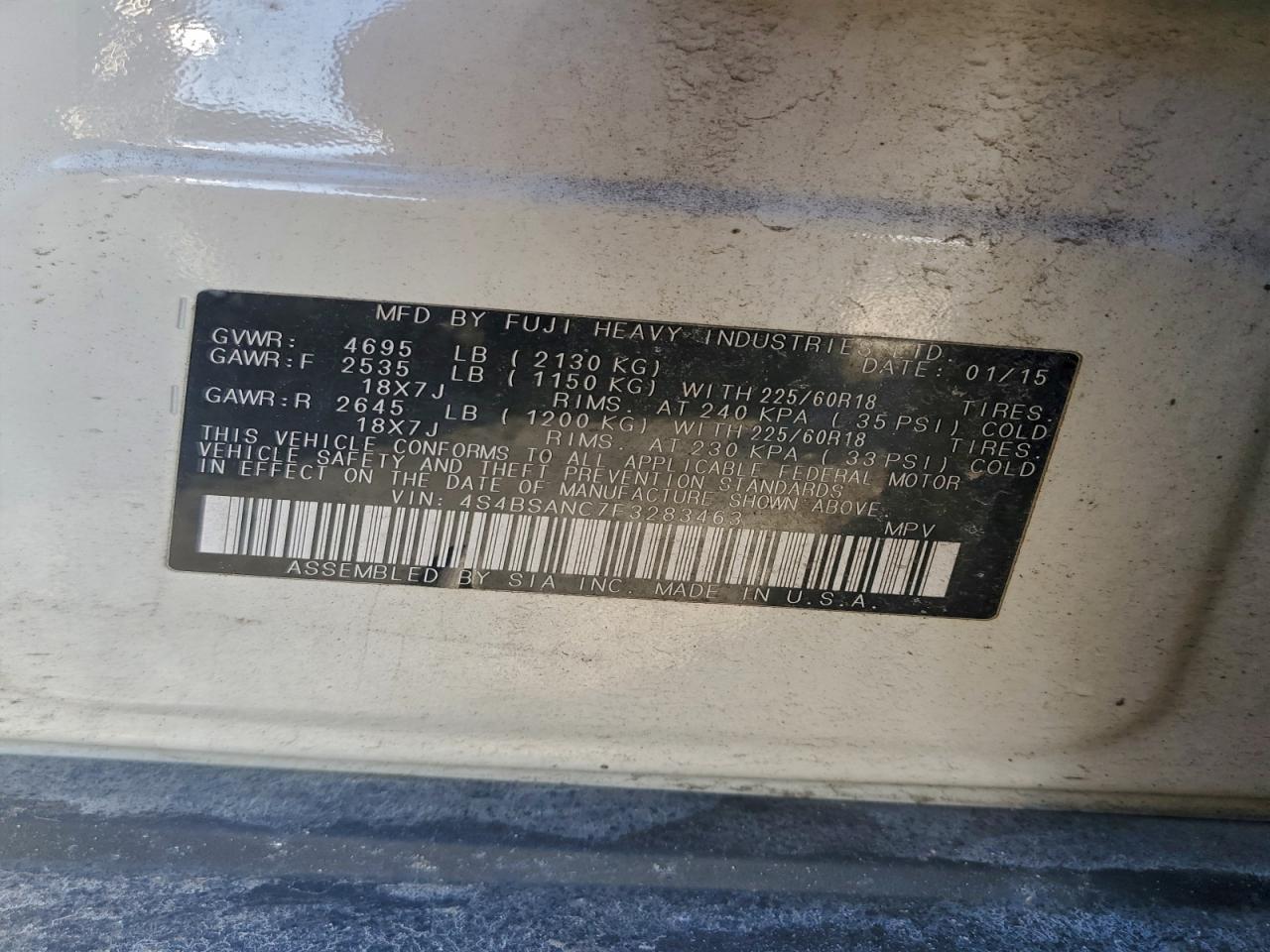 2015 SUBARU OUTBACK 2.5I LIMITED photo 12