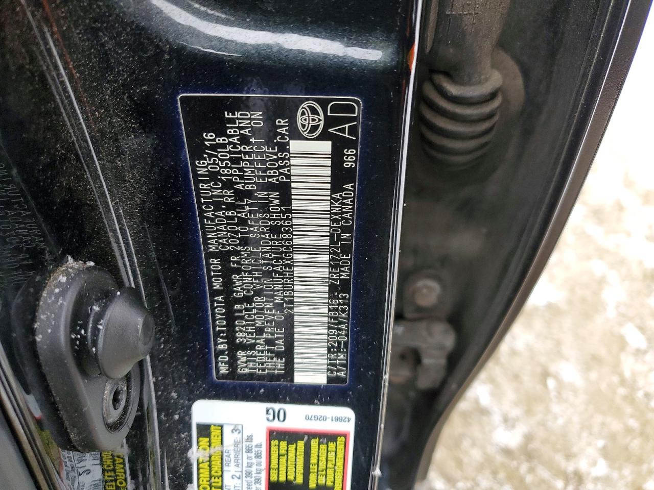 2016 TOYOTA COROLLA L photo 12